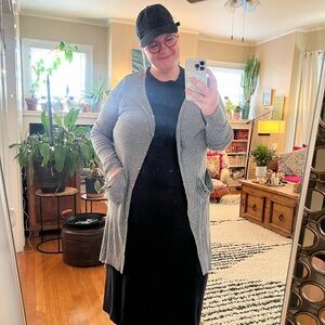 Free People heathered grey waffle tunic cardigan in L